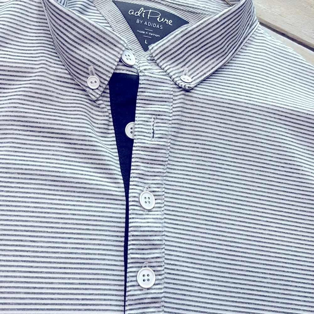 Adidas Adi-Pure Golf Polo Shirt. Men’s Sz-L Gray | White Neutral. Lightweight.
